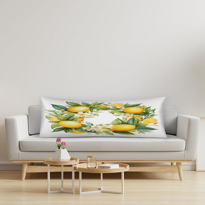 Fruit Lemon Yellow Body Pillow Covers Decorative Soft Bedding Satin Pillowcase with Zipper Closure Cooling Breathable Long Pillow Case-21"x 54"