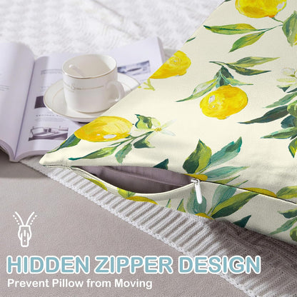 1 Pack Satin Pillowcase for Hair and Skin Yellow Lemon Retro Imitation Silk Pillowcase 20" x 30" with Hidden Zipper Soft Smooth Cooling Pillow Cover Queen Size for Bedroom Sofa