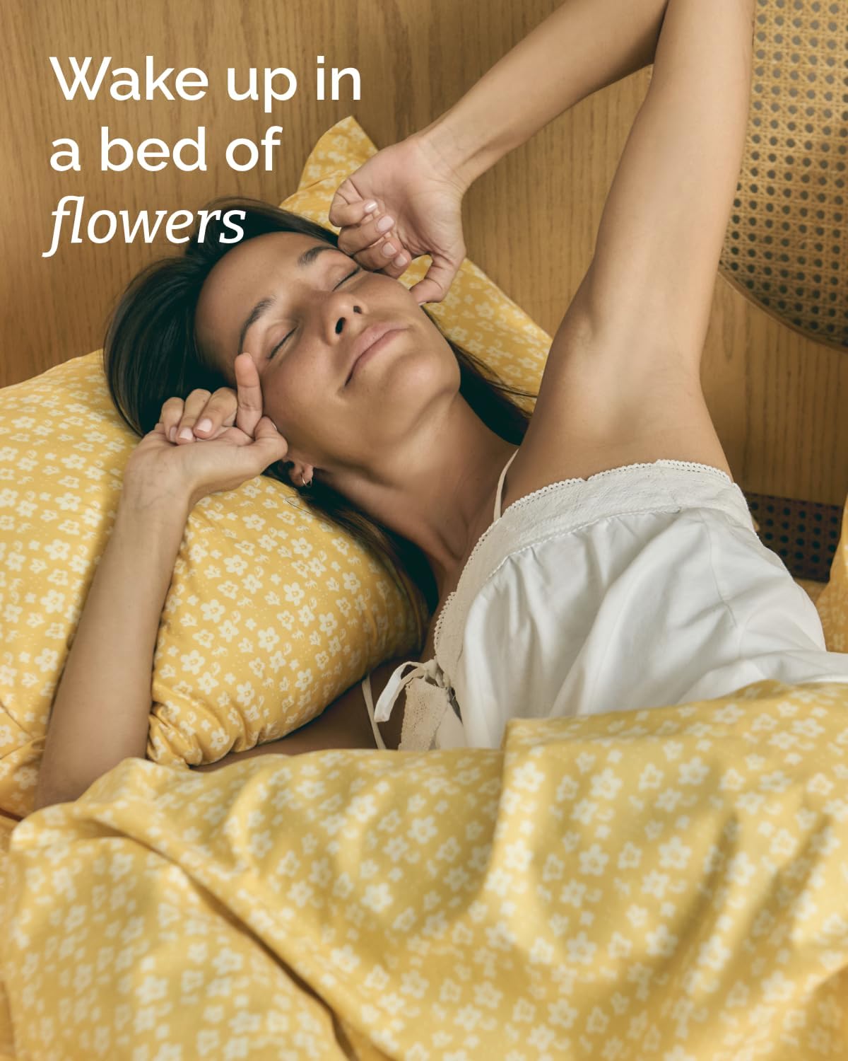 Queen 4 Piece Floral Sheet Set - Soft, Breathable & Cooling - Yellow Meadow