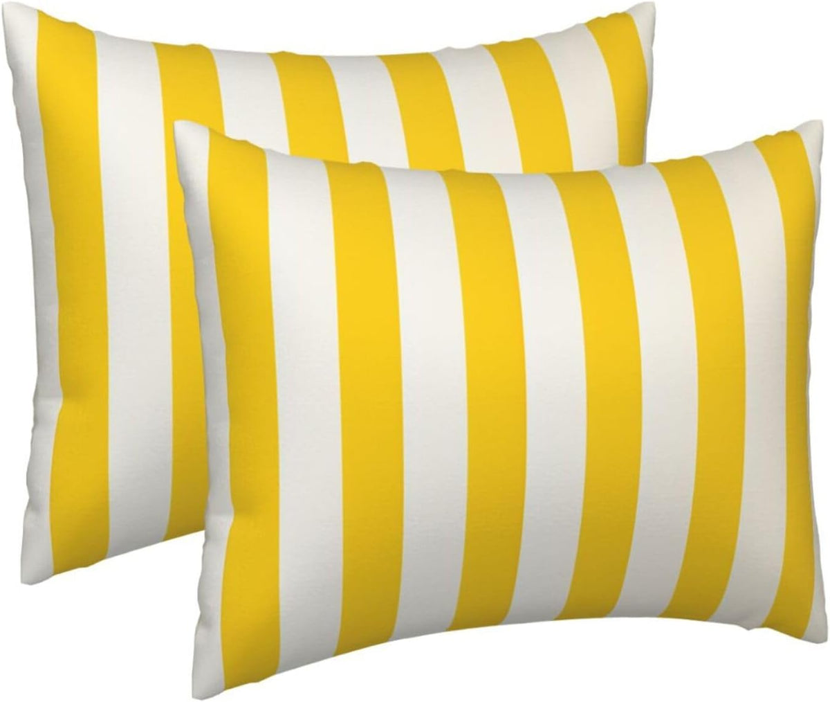Lemon Yellow Stripes Pillow Cases Set of 2, Standard Pillowcase for Hair and Skin, Super Soft Bed Pillow Protector Covers with Hidden Zipper, 20x26 Inches Pillow Covers for Sleeping Gift