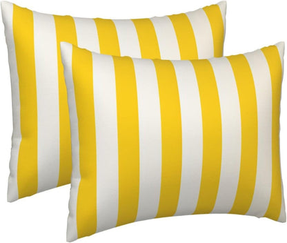 Lemon Yellow Stripes Pillow Cases Set of 2, Standard Pillowcase for Hair and Skin, Super Soft Bed Pillow Protector Covers with Hidden Zipper, 20x26 Inches Pillow Covers for Sleeping Gift