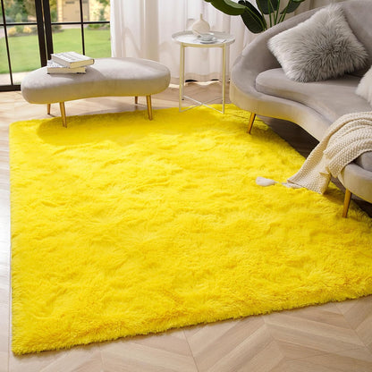 Amearea Premium Soft Fluffy Rug 4x5.3, Fuzzy Area Rugs for Bedroom, Yellow
