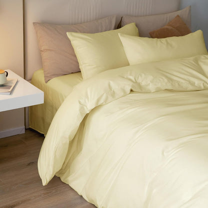 JIYUAN Twin Washed Cotton Duvet Cover Set, 2-Piece, Relaxed Linen Feel