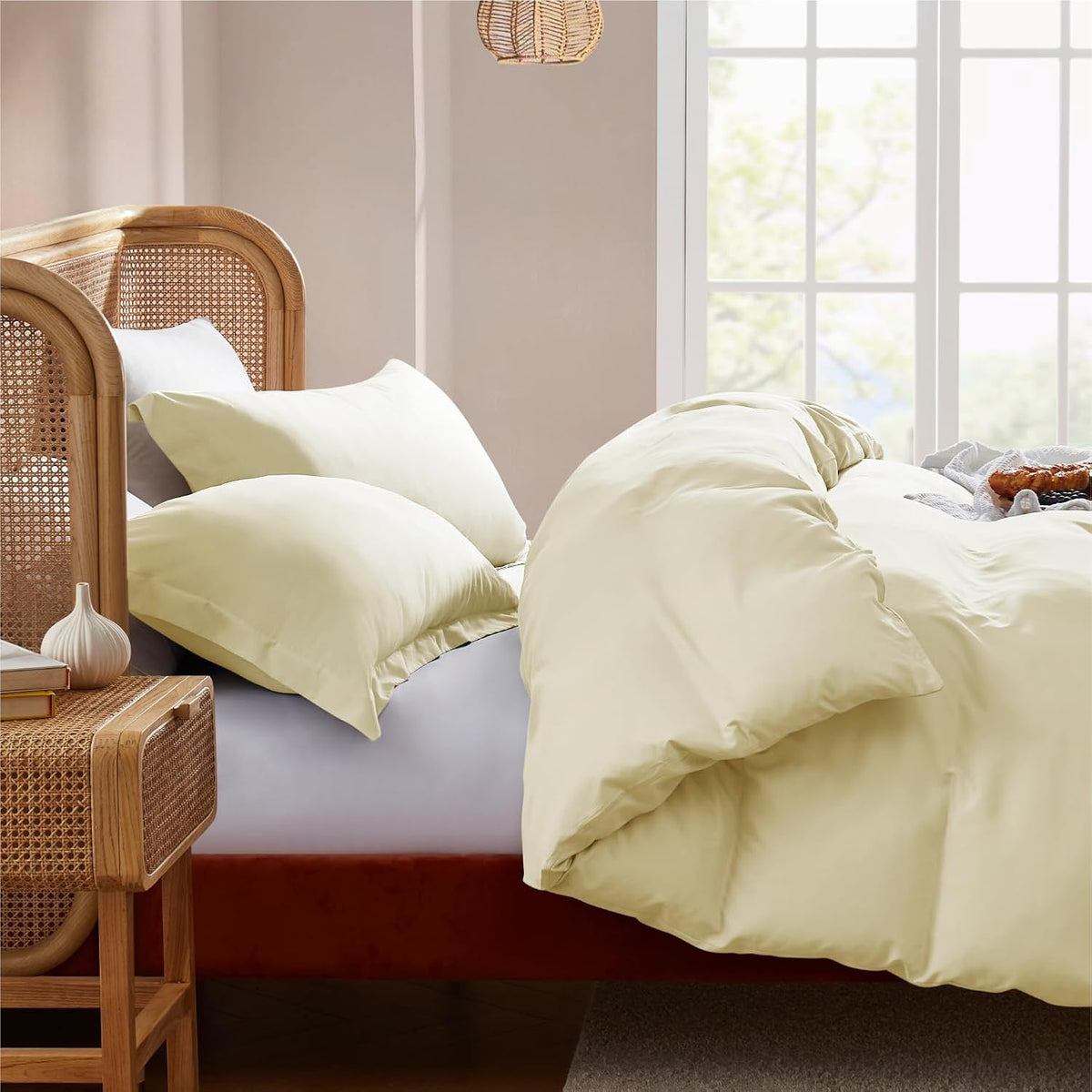 Vanilla Yellow Duvet Cover Full Size - Soft Double Brushed Full Size Duvet Cover Set, 3 Piece, with Button Closure, 1 Duvet Cover 80x90 inches and 2 Pillow Shams