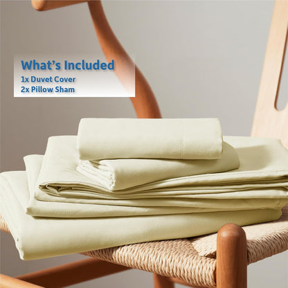 Vanilla Yellow Duvet Cover Full Size - Soft Double Brushed Full Size Duvet Cover Set, 3 Piece, with Button Closure, 1 Duvet Cover 80x90 inches and 2 Pillow Shams