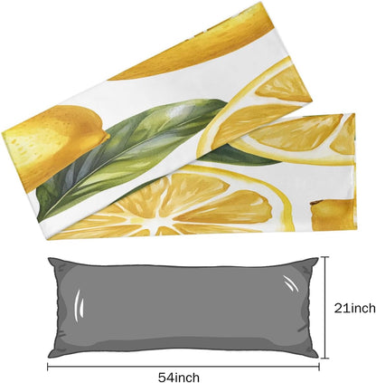 Lemon Yellow Body Pillow Covers Decorative Soft Bedding Satin Pillowcase with Zipper Closure Cooling Breathable Long Pillow Case-21"x 54"