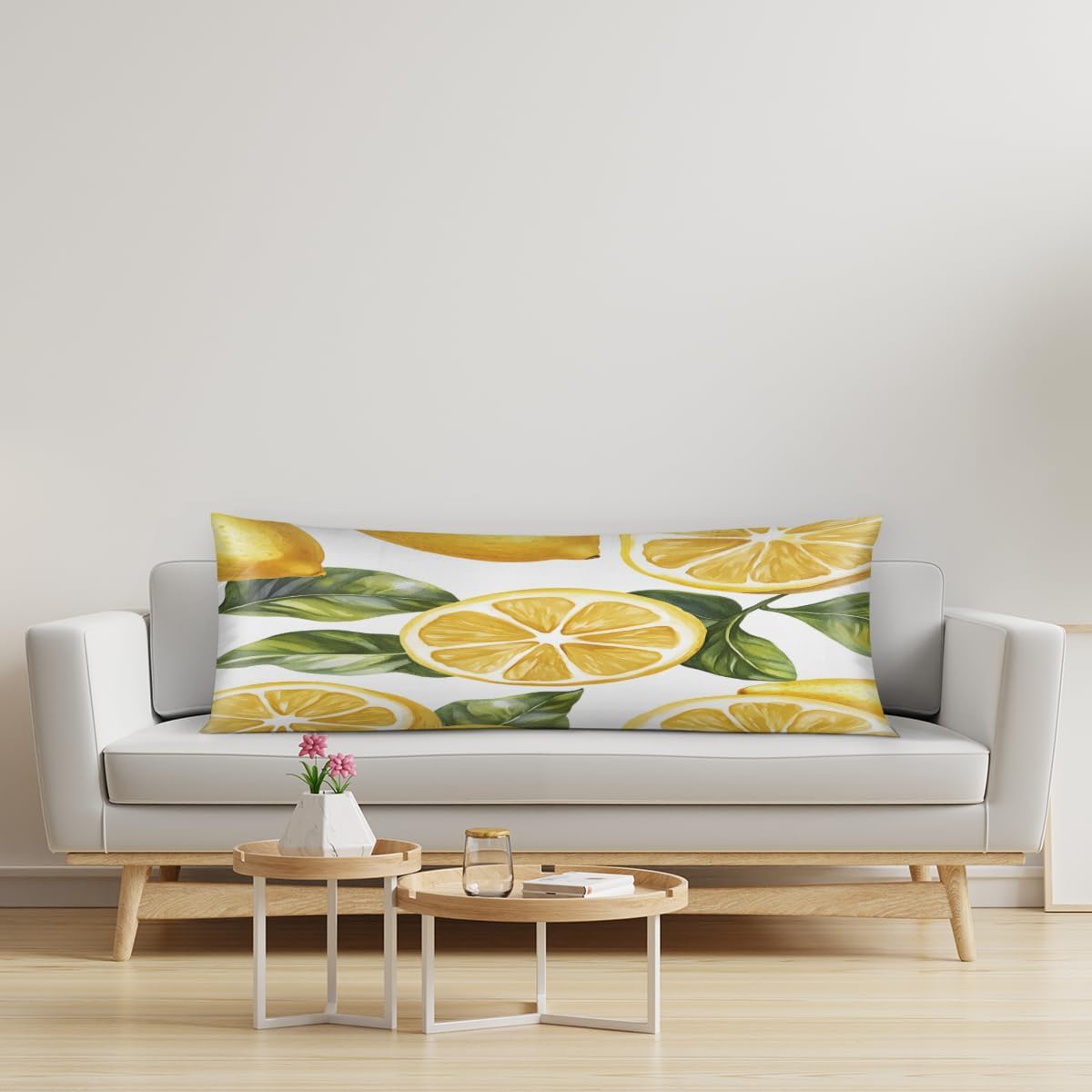 Lemon Yellow Body Pillow Covers Decorative Soft Bedding Satin Pillowcase with Zipper Closure Cooling Breathable Long Pillow Case-21"x 54"