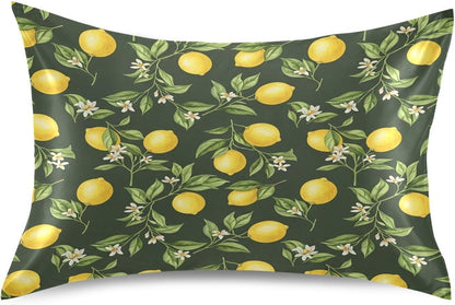 Ripe Yellow Lemons Satin Pillowcase for Hair and Skin Soft Breathable Wrinkle-Free Pillow Cases with Envelope Closure Cooling Pillow Covers for Sleeping Standard Size