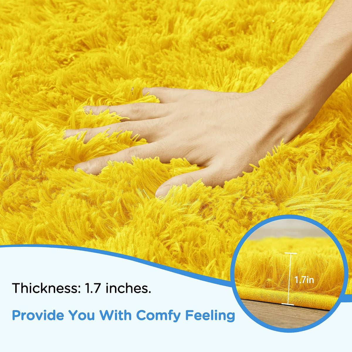 Yellow Fluffy Shag Area Rug for Bedroom Living Room Boys Kids, 4x6