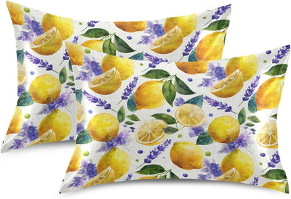 Satin Pillowcase 1 Pack Lemon Yellow Citrus Fruits (72) Similar to Silk Pillow Cases, 20" x 26" Soft Smooth Breathable Cool Pillow Cover for Hair and Skin, Standard Size