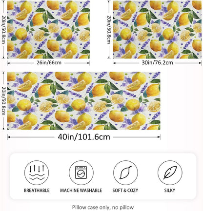 Satin Pillowcase 1 Pack Lemon Yellow Citrus Fruits (72) Similar to Silk Pillow Cases, 20" x 26" Soft Smooth Breathable Cool Pillow Cover for Hair and Skin, Standard Size