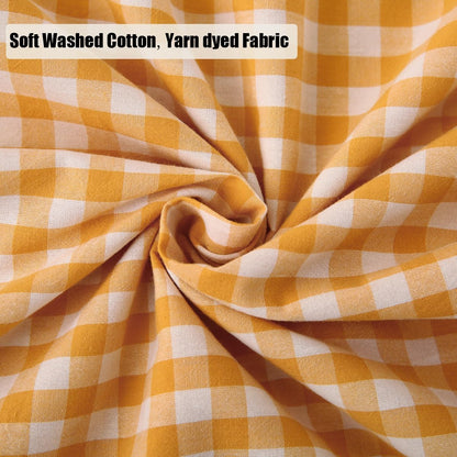 Mustard Yellow Gingham Ruffle Pillow Shams Standard Size Set of 2