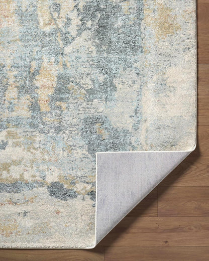 Alanna Area Rug - Abstract Distressed Faded Marble Watercolor - Contemporary Modern Transitional Minimalist Mid-Century - High Pile - Light Gray, Beige, Gray, Cream, Yellow - 5'3" x 7'