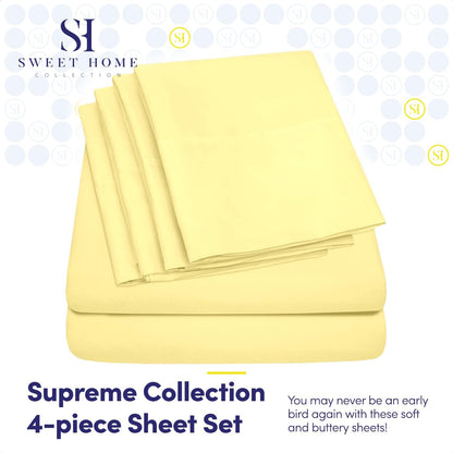 6 Piece Bed Sheet Set, Twin, Pale Yellow