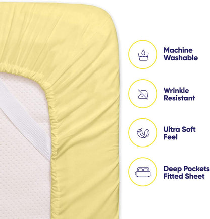 6 Piece Bed Sheet Set, Twin, Pale Yellow