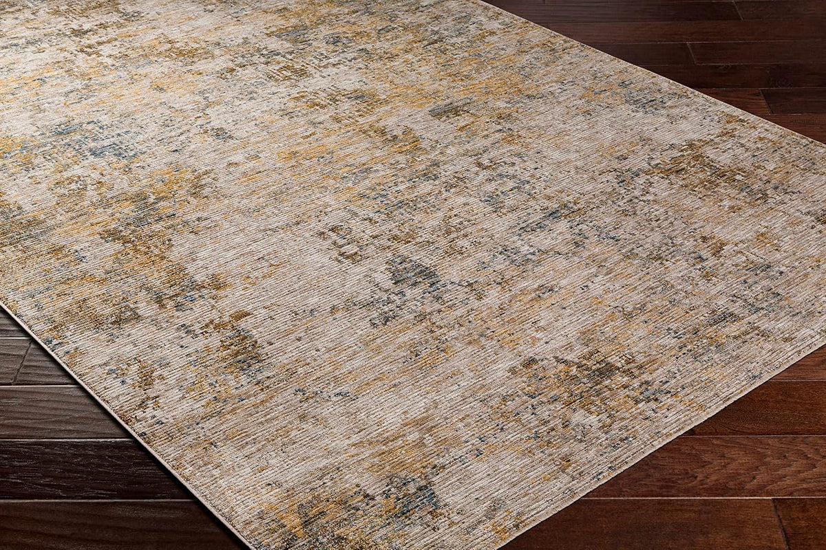 Turing Living Room, Bedroom Area Rug - Abstract Distressed Faded Overdyed - Contemporary Modern Transitional Boho - Tan, Light Sage, Sage, Beige, Yellow - 5' x 7'5"