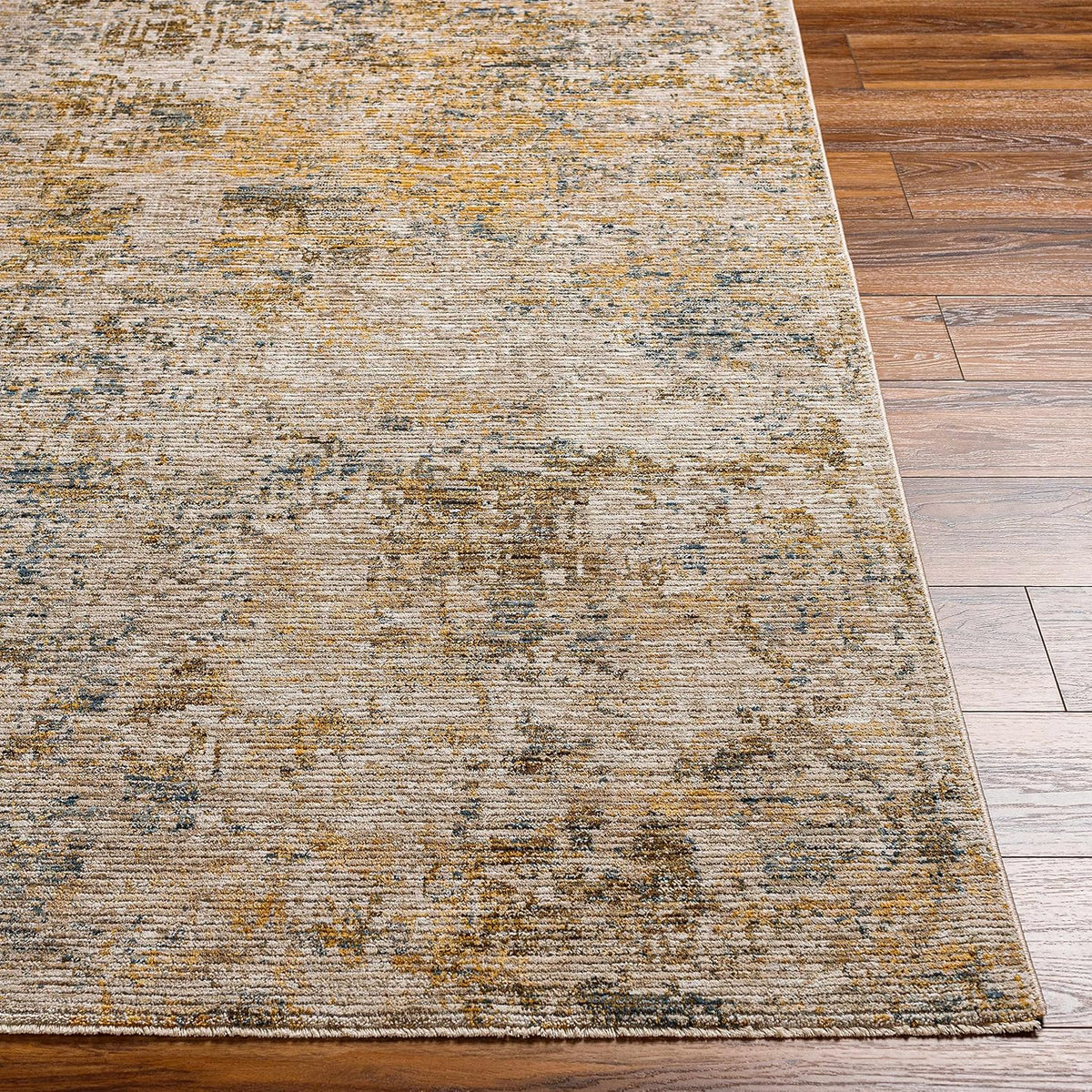 Turing Living Room, Bedroom Area Rug - Abstract Distressed Faded Overdyed - Contemporary Modern Transitional Boho - Tan, Light Sage, Sage, Beige, Yellow - 5' x 7'5"