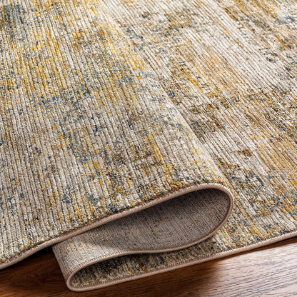Turing Living Room, Bedroom Area Rug - Abstract Distressed Faded Overdyed - Contemporary Modern Transitional Boho - Tan, Light Sage, Sage, Beige, Yellow - 5' x 7'5"