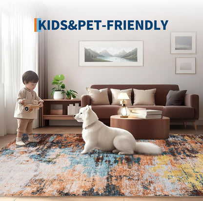 Abstract Area Rugs 5x7 Ultra-Soft Modern Indoor Carpet Yellow