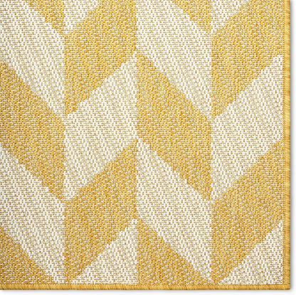 New York Patio Country Calla Contemporary Herringbone Indoor/Outdoor Area Rug, Yellow/Cream, 6'6"x9'2"