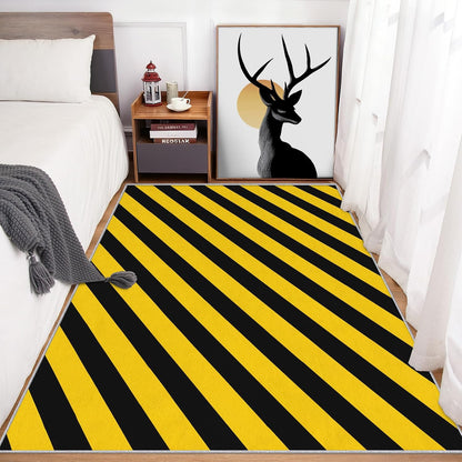 Yellow and Black Striped Door Mat for Entryway, Washable 2x3 Yellow and Black Small Rug, Modern Stripes Area Rugs for Bedroom Decor, Non Slip Low Pile Soft Front Door Rug D&T13