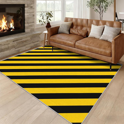 Yellow and Black Striped Door Mat for Entryway, Washable 2x3 Yellow and Black Small Rug, Modern Stripes Area Rugs for Bedroom Decor, Non Slip Low Pile Soft Front Door Rug D&T13