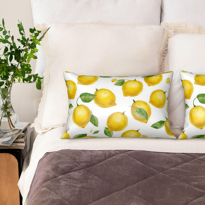 Yellow Lemon Satin Pillowcase with Zipper for Hair & Skin,Cooling Silk Pillow Cases, Soft Breathable Smooth Silk Pillow Covers for Sleeping,Gifts for Women Men 20"x30"