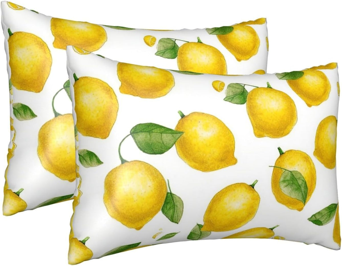 Yellow Lemon Satin Pillowcase with Zipper for Hair & Skin,Cooling Silk Pillow Cases, Soft Breathable Smooth Silk Pillow Covers for Sleeping,Gifts for Women Men 20"x30"