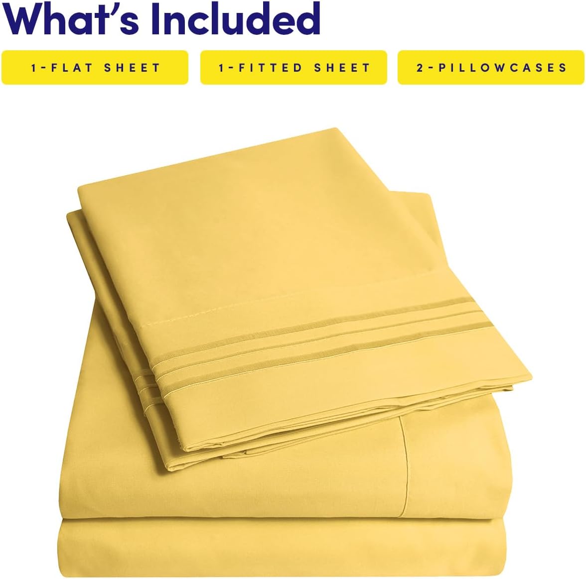 1500 Supreme Collection Queen Sheet Sets Yellow - Luxury Hotel Bed Sheets and Pillowcase Set for Queen Mattress - Extra Soft, Elastic Corner Straps, Deep Pocket Sheets, Queen Yellow