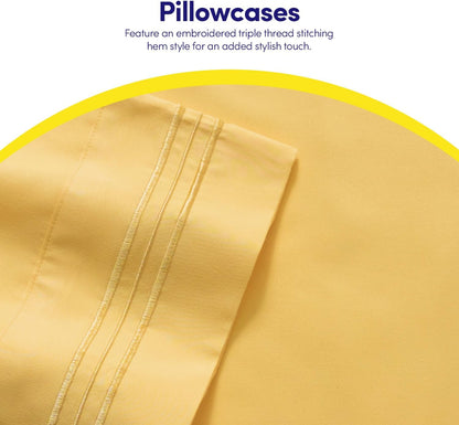 1500 Supreme Collection Queen Sheet Sets Yellow - Luxury Hotel Bed Sheets and Pillowcase Set for Queen Mattress - Extra Soft, Elastic Corner Straps, Deep Pocket Sheets, Queen Yellow