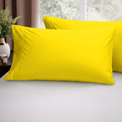 Luxury Ultra-Soft 2-Piece Pillowcase Set - 1500 Premium Hotel Quality Microfiber Double Brushed - Wrinkle Resistant, Standard/Queen, Yellow
