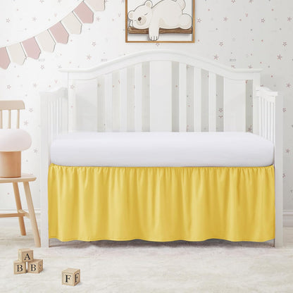 Yellow Crib Skirt Dust Ruffle, Microfiber Crib Bed Skirt