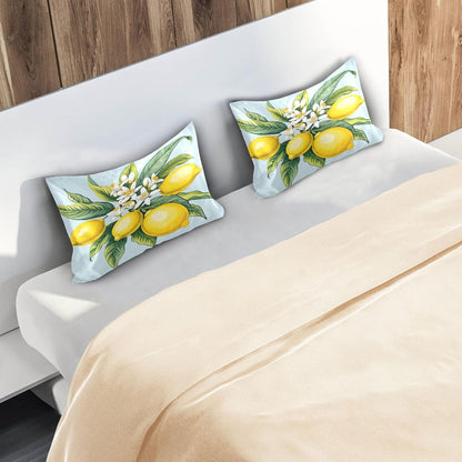 Yellow Lemons Satin Pillow Case Standard Size 20x26 in for Hair and Skin, Soft Pillowcase with Envelope Closure Machine Washable