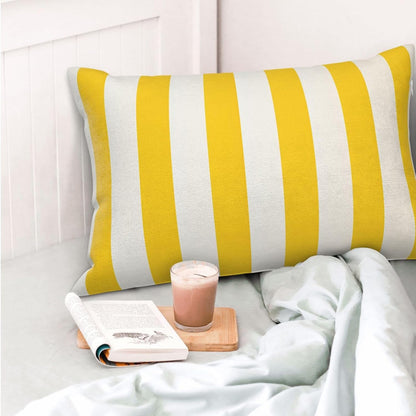 Lemon Yellow Stripes Standard Pillowcases Sets of 2, Ultra Soft Microfiber Plush Pillow Cases 16"X24" Comfort Decorative Throw Pillow Cover with Hidden Zipper for Bedroom, Sofa, Couch