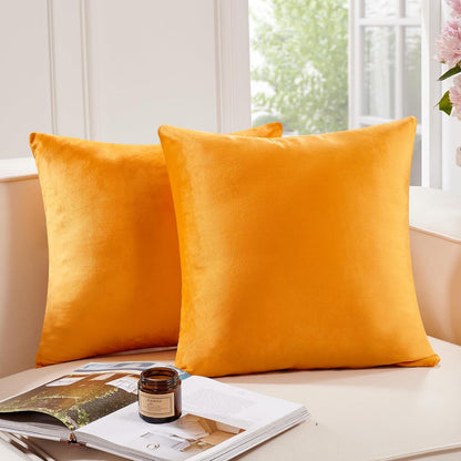 Velvet Throw Pillow Covers for Couch and Sofa, Invisible Zipper
