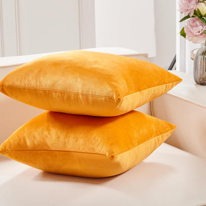 Velvet Throw Pillow Covers for Couch and Sofa, Invisible Zipper