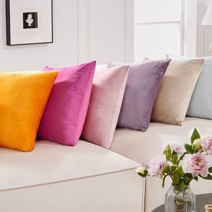 Velvet Throw Pillow Covers for Couch and Sofa, Invisible Zipper