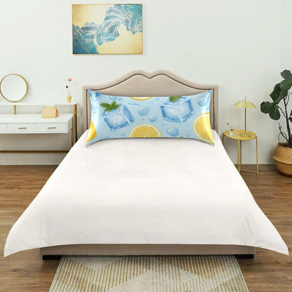 Satin Pillowcase for Hair Skin, Blue Ice Cubes Yellow Lemon Smooth Cooling Pillow Case Wrinkle Free Standard