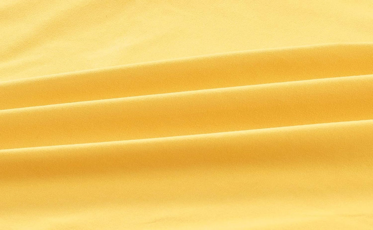 Sheets & Beyond Wrap Around Solid Microfiber Luxury Hotel Quality Fabric Bedroom Gathered Ruffled Bedding Bed Skirt 14 Inch Drop (King, Yellow)