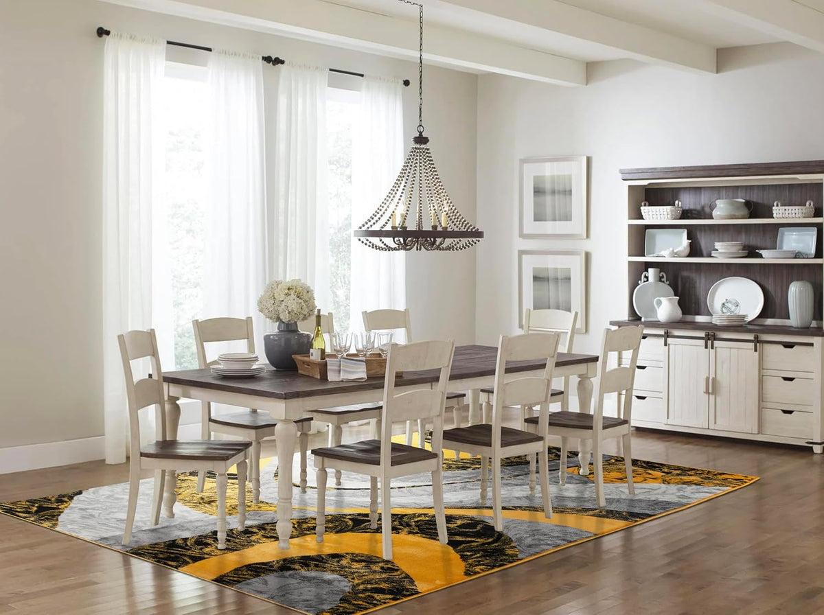 Modern Contemporary Swirls Design Area Rug, Luxurious, Elegant, and Fashionable Area Rug (Yellow, 4 ft X 5 ft)
