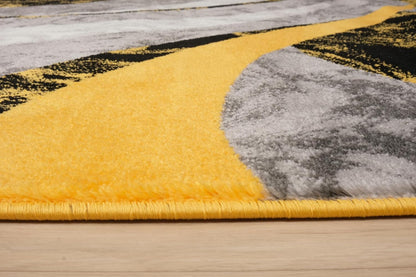 Modern Contemporary Swirls Design Area Rug, Luxurious, Elegant, and Fashionable Area Rug (Yellow, 4 ft X 5 ft)