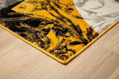 Modern Contemporary Swirls Design Area Rug, Luxurious, Elegant, and Fashionable Area Rug (Yellow, 4 ft X 5 ft)