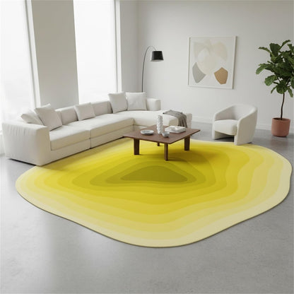 Warm Yellow Ombre Tonal Geometric Texture Irregular Area Rug 4x6 Modern Abstract Art Deco Aesthetic Indoor Rugs for Living Room Bedroom Dining Room Soft Washable Non Slip Rug Bright Fun Cozy Carpet