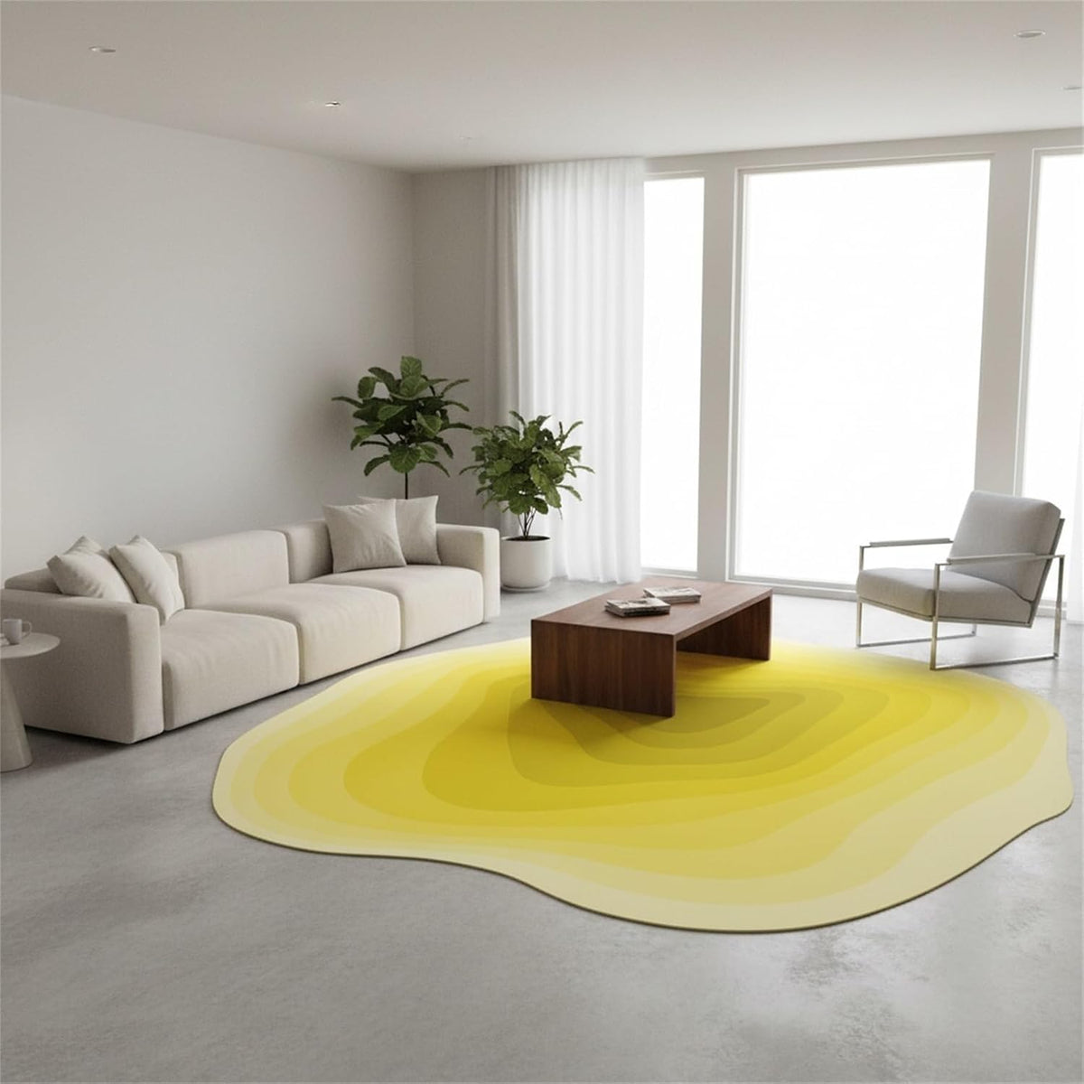 Warm Yellow Ombre Tonal Geometric Texture Irregular Area Rug 4x6 Modern Abstract Art Deco Aesthetic Indoor Rugs for Living Room Bedroom Dining Room Soft Washable Non Slip Rug Bright Fun Cozy Carpet