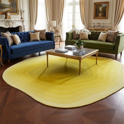 Warm Yellow Ombre Tonal Geometric Texture Irregular Area Rug 4x6 Modern Abstract Art Deco Aesthetic Indoor Rugs for Living Room Bedroom Dining Room Soft Washable Non Slip Rug Bright Fun Cozy Carpet