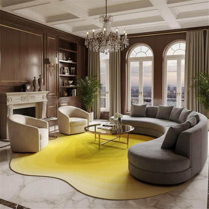 Warm Yellow Ombre Tonal Geometric Texture Irregular Area Rug 4x6 Modern Abstract Art Deco Aesthetic Indoor Rugs for Living Room Bedroom Dining Room Soft Washable Non Slip Rug Bright Fun Cozy Carpet