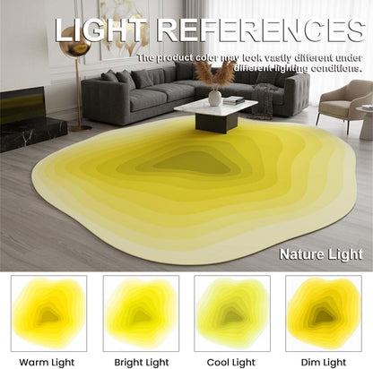 Warm Yellow Ombre Tonal Geometric Texture Irregular Area Rug 4x6 Modern Abstract Art Deco Aesthetic Indoor Rugs for Living Room Bedroom Dining Room Soft Washable Non Slip Rug Bright Fun Cozy Carpet
