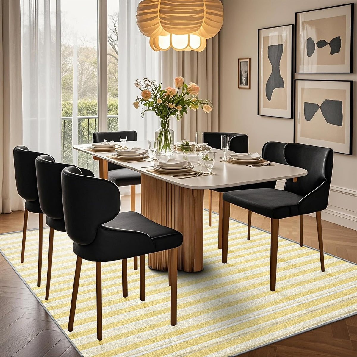 Yellow Stripes 2x3 Washable Rug for Entryway, Indoor Vertical Striped Door Mat, Non Slip Modern Art Small Carpet, Soft Low Pile Area Rugs for Entrance Kitchen Bedroom