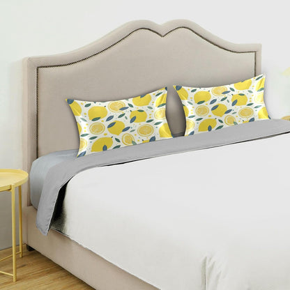 Lemon Slices Satin Pillowcase with Envelope Closure Yellow Standard Size Pillow Case, Silky Pillow Cover for Home Bedroom Sofa 20x26 in