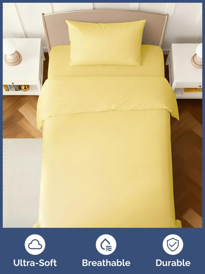 Kids Twin Size Bed Sheet Set - 3 Piece Kids Loft Bed Sheets - Solid Yellow Themed Bedding - Soft, Cute and Cozy - Breathable and Machine Washable - Bedding for Boys, Girls, Teens & Toddlers - Oeko-Tex